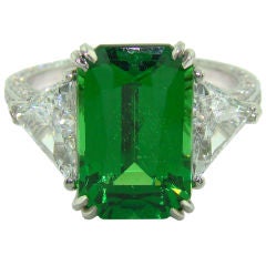 Tsavorite Garnet, Diamond & Platinum Ring