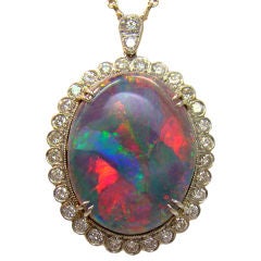 Lightening Ridge Australian Black Opal & Diamond Pendant