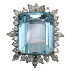 1950s Aquamarine Diamond Gold Ring