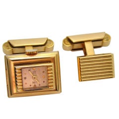 "UTI_Paris" Miniature Watch & Cufflinks in 18K Yellow Gold