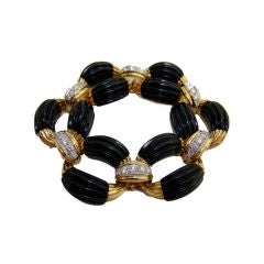 Onyx, Diamond 
18K Yellow Gold Bracelet