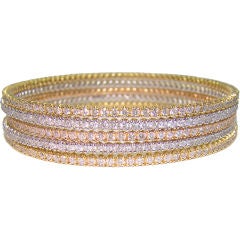 Diamond and 18K Gold Bangle Stackable Bracelets