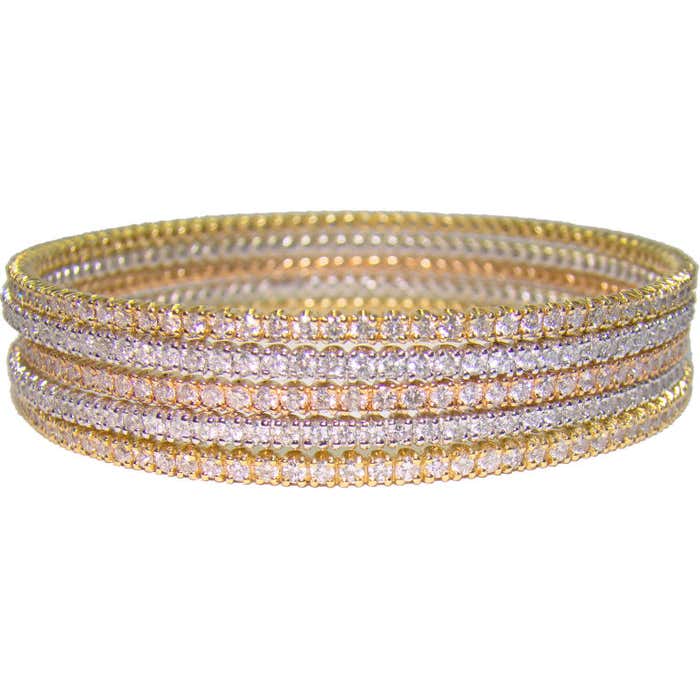 Diamond and 18K Gold Bangle Stackable Bracelets at 1stDibs | stackable ...
