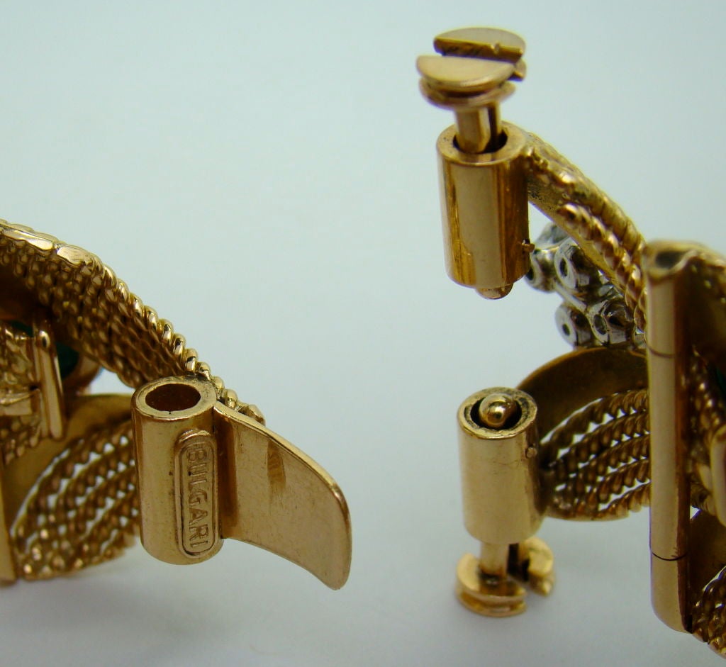 Bulgari circa 1950 18K Yellow Gold, Turquoise & Diamond Bracelet