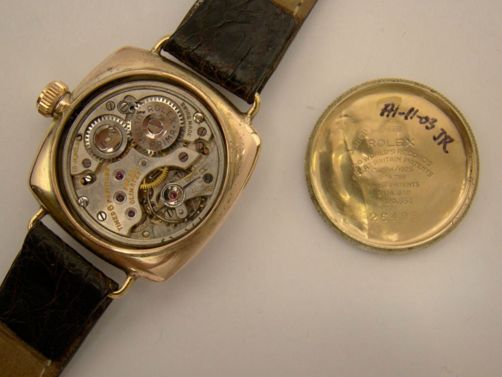 Porcelain Dial & Yellow Gold Rolex Oyster - caseback stamped for 9 carat gold, circa 1930