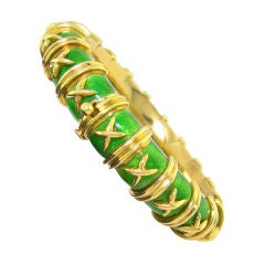 Tiffany & Co. Schlumberger Green Enamel & Yellow Gold Bracelet