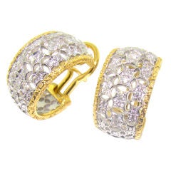 Buccellati Boucles d'oreilles en or jaune 18 carats, or blanc et diamants