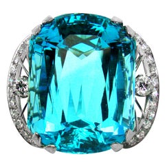 86.35 ct. Santa Maria Aquamarine, Diamond & Platinum Ring