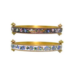 Antique "Night & Day" Double-Sided Micro-Mosaic Victorian Bangle