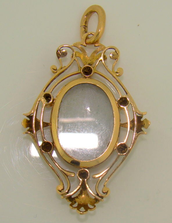 Hand-Painted Enamel Rose Gold Victorian Locket