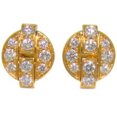 Cartier 18 Karat Yellow Gold & Diamond Earrings