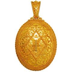 Antique Etruscan Filigree Yellow Gold Locket