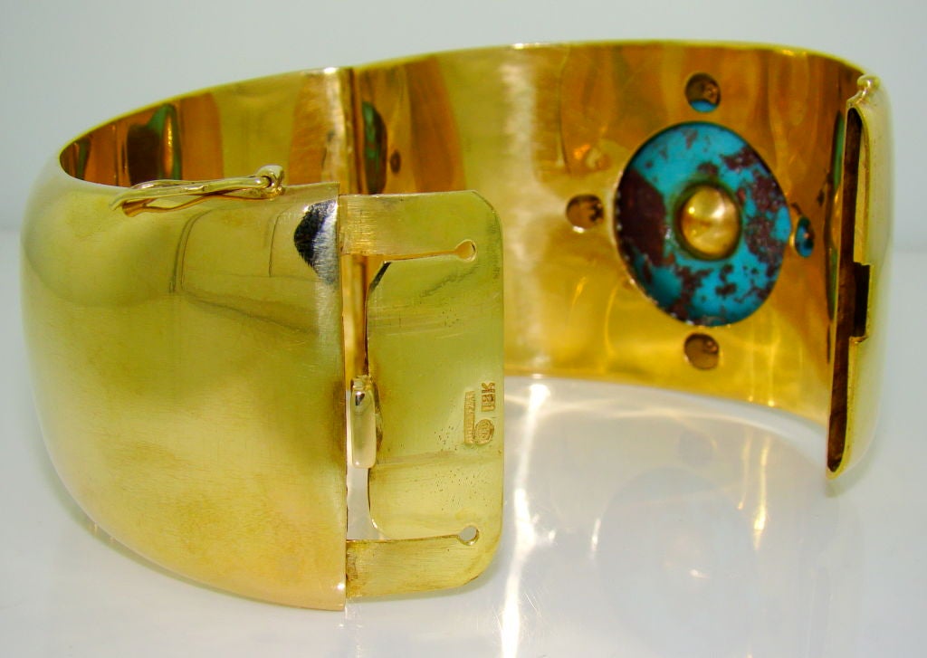 18K Yellow Gold, Turquoise, Ruby & Diamond Bracelet