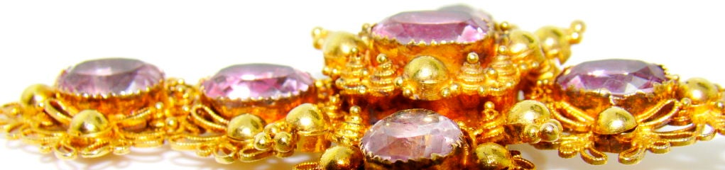 Georgian Pink Topaz & Cannatille Yellow Gold Cross / Brooch 4