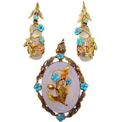 Chalcedony, Turquoise & Yellow Gold Victorian Suite