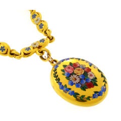 Swiss Enamel Necklace with locket and charms