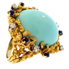 Cabouchon Turquoise Cocktail Ring