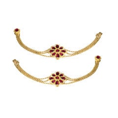 A Pair of  Georgian Gold and Foiled Garnet Bracelets