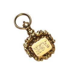 Antico medaglione inglese Repousse Spinner Fob con la scritta "ASK" (Chiedi)