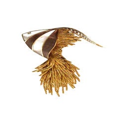Pierre Sterlé “Fish” Brooch in 18k Gold and Mother of Pearl