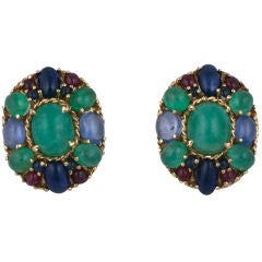 Cabochon Gemstone 14K Earrings