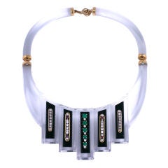 Custom Lucite Diamond Emerald Ruby Collar Necklace