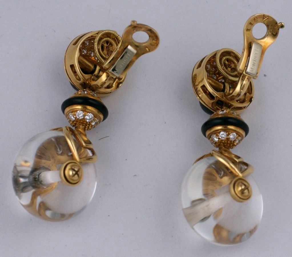 Marina B. Rock Crystal, Onyx and Diamond Earrings 1