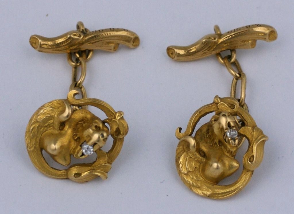 Art Nouveau Fantasy Creature 18K Cufflinks