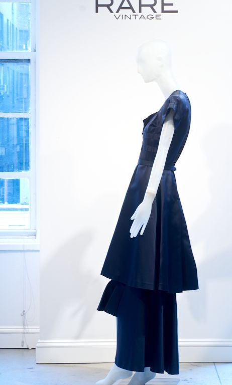 Circa 1947 Adrian Midnight Blue Silk Gown For Sale at 1stDibs