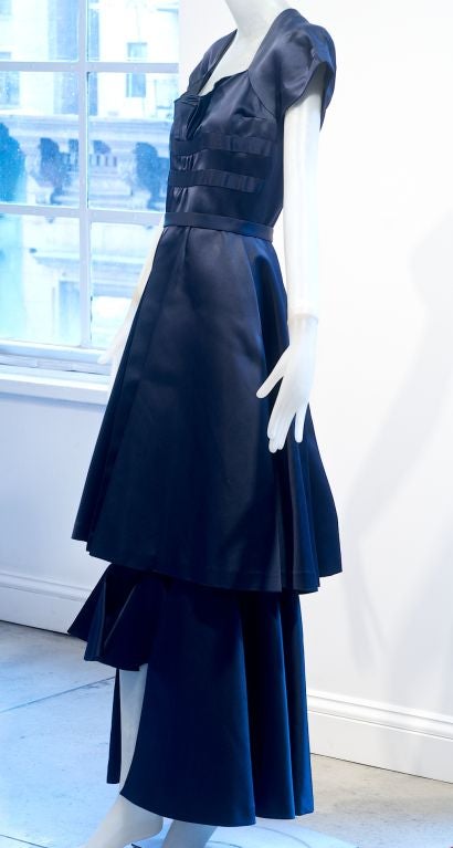 Circa 1947 Adrian Midnight Blue Silk Gown For Sale 2