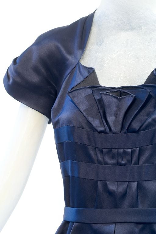 Circa 1947 Adrian Midnight Blue Silk Gown For Sale 3