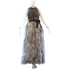 Vintage 1967 Donald Brooks Feathered Gown