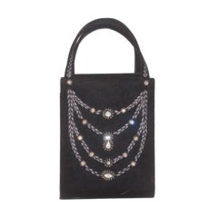 Vintage Late 1980s Christian Dior Velvet Bag with Trompe L'Oeil Necklace