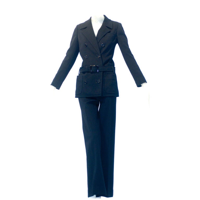 Classic 1960s Yves Saint Laurent Black Pantsuit