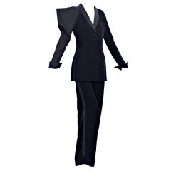 1980s Gianfranco Ferre Tuxedo with Taffeta Sleeve