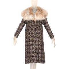 Late 1970s Galanos Coat with Lynx Collar