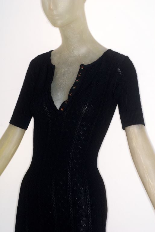 Women's A Rare Marc Jacobs for Perry Ellis Crochet Dress w/ Glass Flower Buttons For Sale
