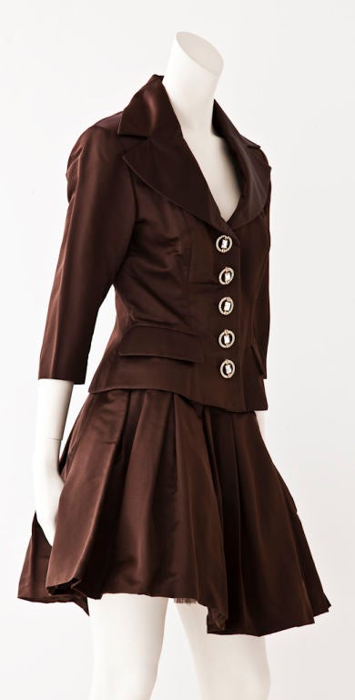 Oscar de la Renta chocolate duchess satin dinner suit