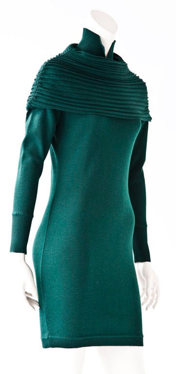 Women's Montana bottle green wool knit sweater dress