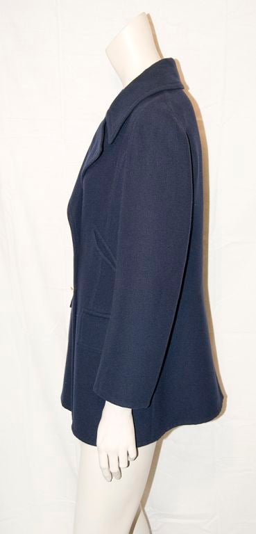 Hermes navy blue double face wool casmhere pea jacket