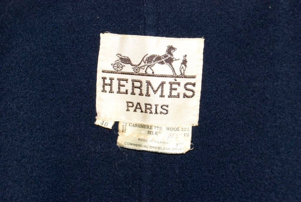 Hermes navy blue double face wool casmhere pea jacket at 1stDibs