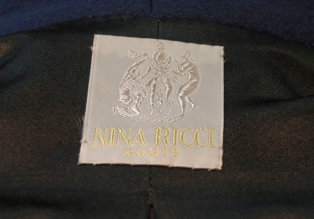 Nina Ricci French blue wool double breasted sculpted jacket In Excellent Condition In New York, NY