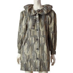 Vintage Rudi Gernreich deco pattern lame "pierrot" coat