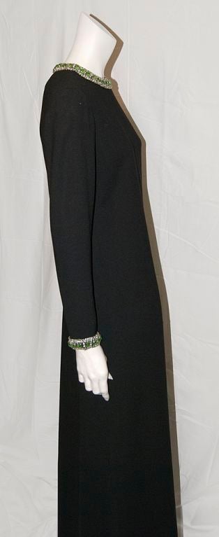 Norell Tassell wool crepe evening dress with jeweled  detail