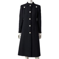Vintage Pauline Trigere wool crepe evening coat with diamante buttons