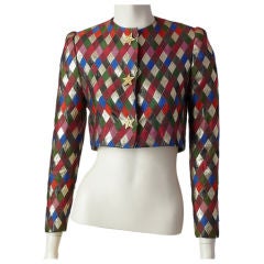 Vintage Nina Ricci harlequin pattern cropped evening jacket