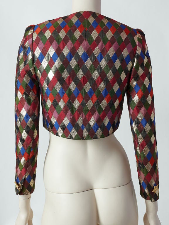 Women's Nina Ricci harlequin pattern cropped evening jacket