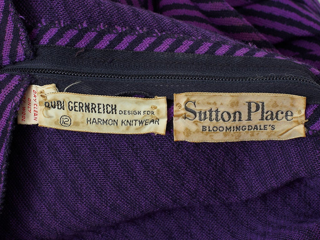 Rudi Gernreich purple and black wool knit dress For Sale at 1stDibs