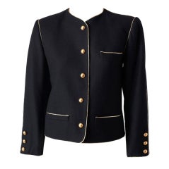 Vintage YSL wool croped jacket with gold trim