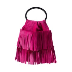 YSL   Fuchsia Fringed Suede Bag